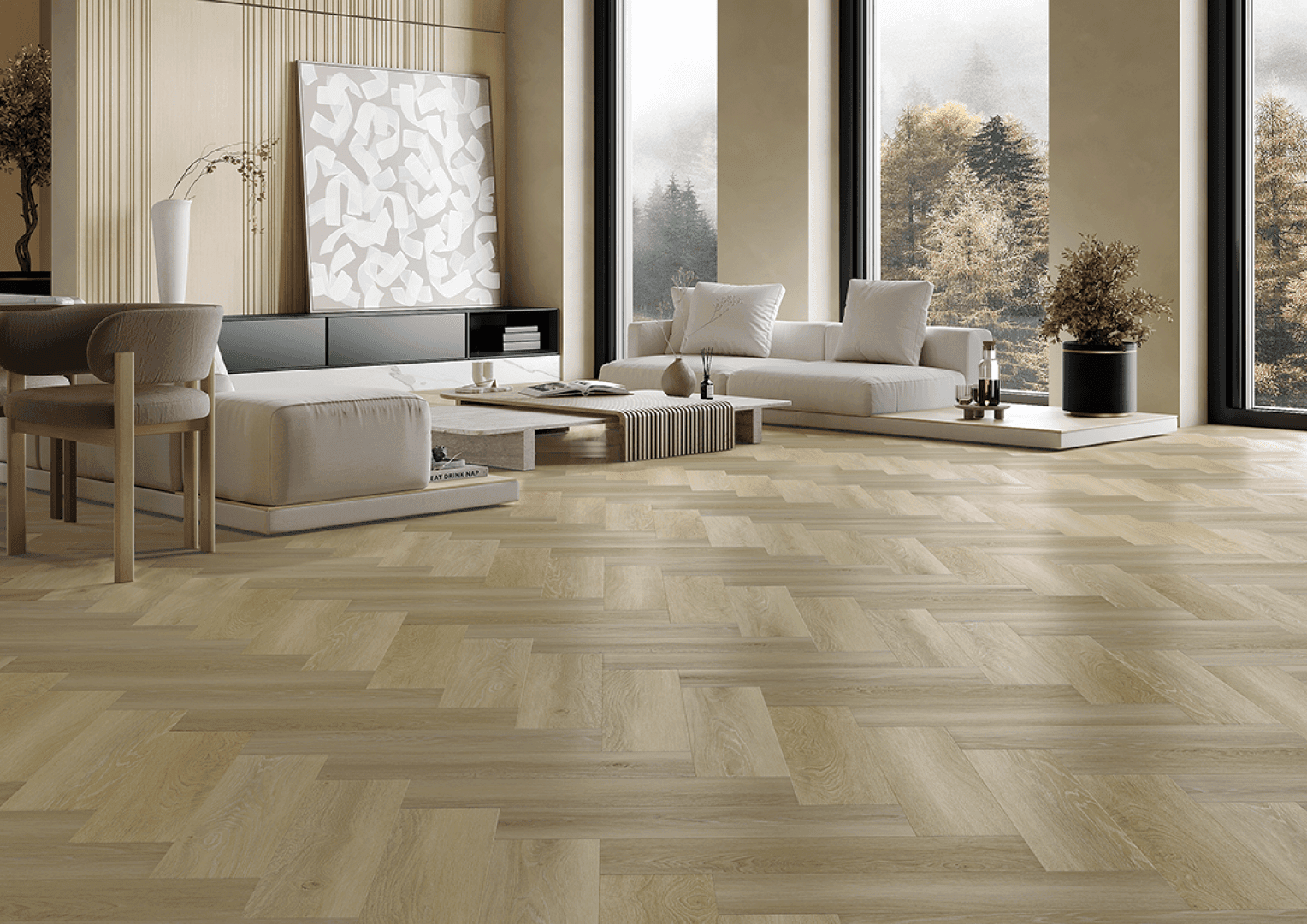 Suelo de vinilo Arbiton DB Amaron Herringbone - JOHANNES ROBLE - 2,5mm/0.55mm